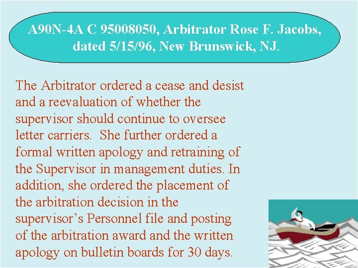 A 90 N-4 A C 95008050, Arbitrator Rose F. Jacobs, dated 5/15/96, New Brunswick,