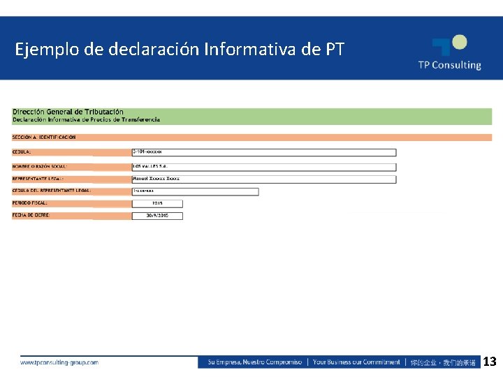 Ejemplo de declaración Informativa de PT 13 