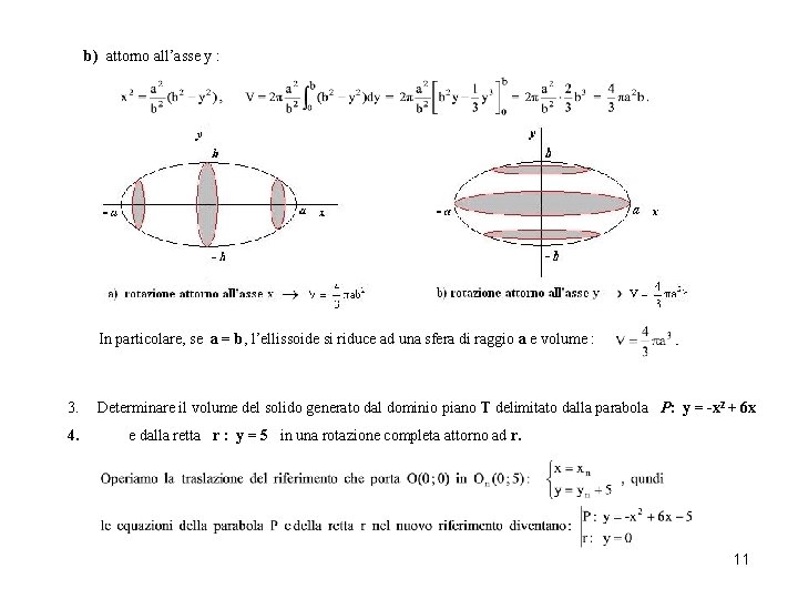 b) attorno all’asse y : In particolare, se a = b, l’ellissoide si riduce b) attorno all’asse y : In particolare, se a = b, l’ellissoide si riduce