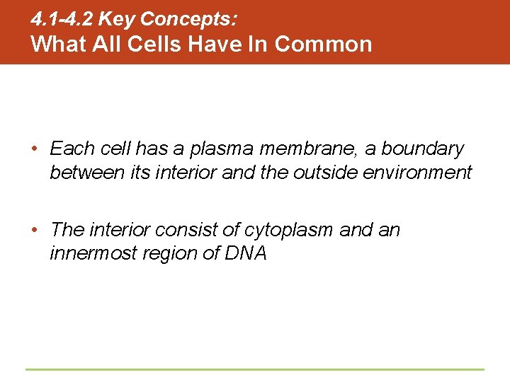4. 1 -4. 2 Key Concepts: What All Cells Have In Common • Each