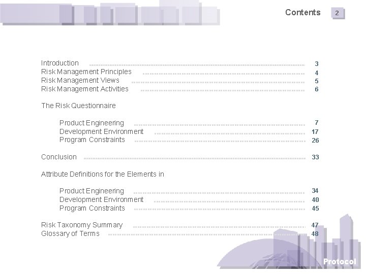 Contents Introduction Risk Management Principles Risk Management Views Risk Management Activities 3 4 5