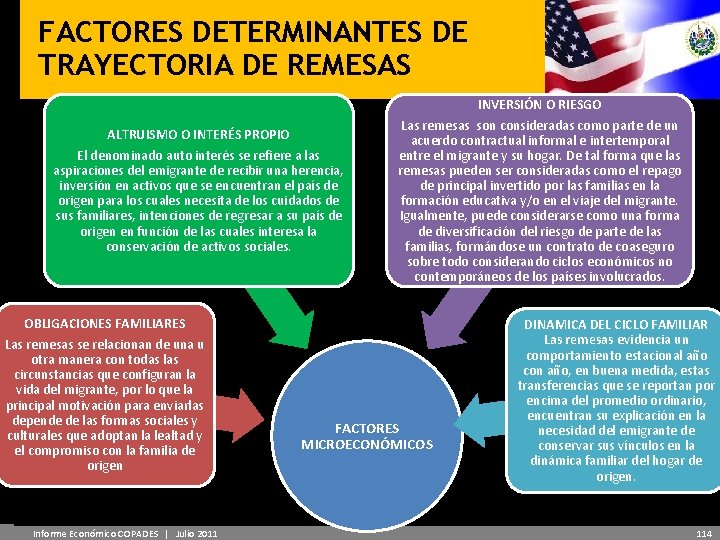 FACTORES DETERMINANTES DE TRAYECTORIA DE REMESAS INVERSIÓN O RIESGO ALTRUISMO O INTERÉS PROPIO El