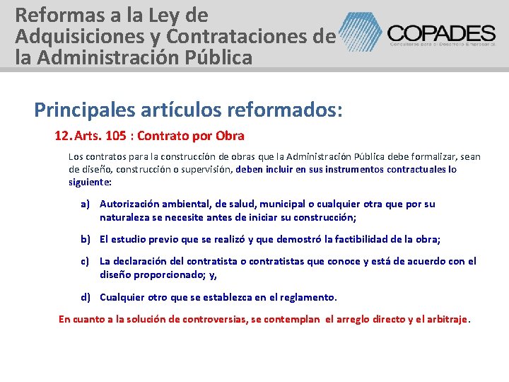 Reformas a la Ley de Adquisiciones y Contrataciones de la Administración Pública Principales artículos