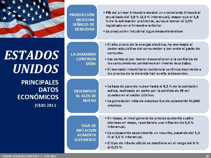 GEA Programa Empresarial de Análisis Económico - Financiero ESTADOS UNIDOS PRINCIPALES DATOS ECONÓMICOS -