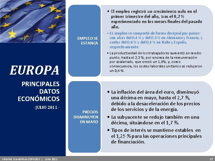 GEA Programa Empresarial de Análisis Económico - Financiero • El empleo registró un crecimiento