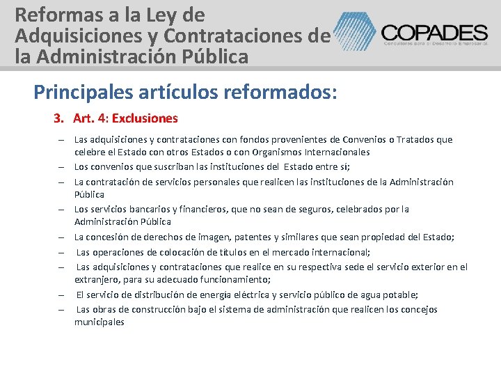 Reformas a la Ley de Adquisiciones y Contrataciones de la Administración Pública Principales artículos