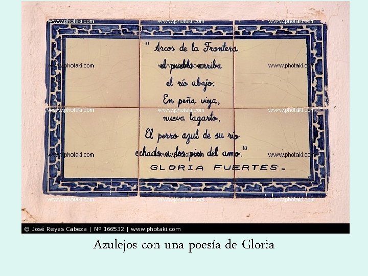 Azulejos con una poesía de Gloria 