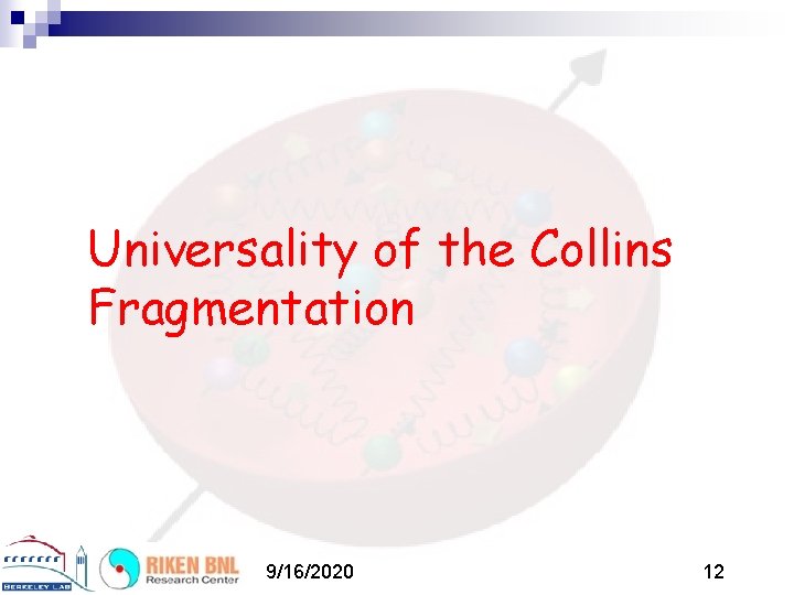 Universality of the Collins Fragmentation 9/16/2020 12 