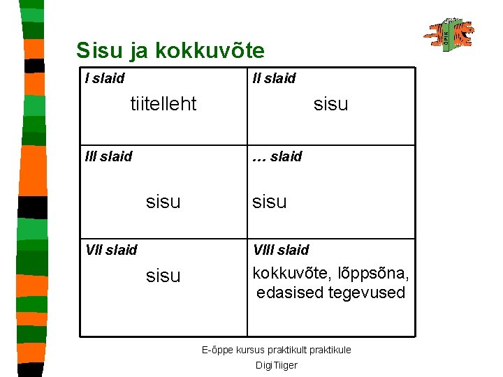 Sisu ja kokkuvõte I slaid II slaid tiitelleht III slaid sisu … slaid sisu