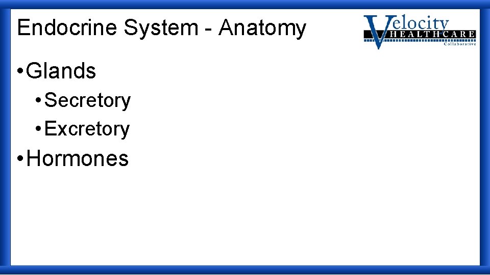 Endocrine System - Anatomy • Glands • Secretory • Excretory • Hormones 