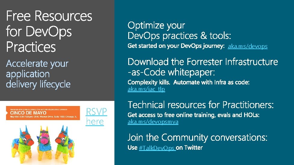 aka. ms/devops aka. ms/iac_tlp RSVP here aka. ms/devopsmva #Talk. Dev. Ops 