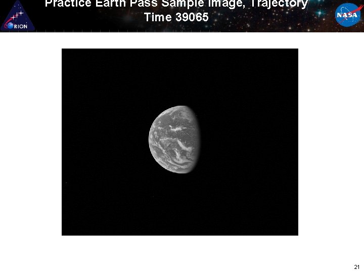 Practice Earth Pass Sample Image, Trajectory Time 39065 21 