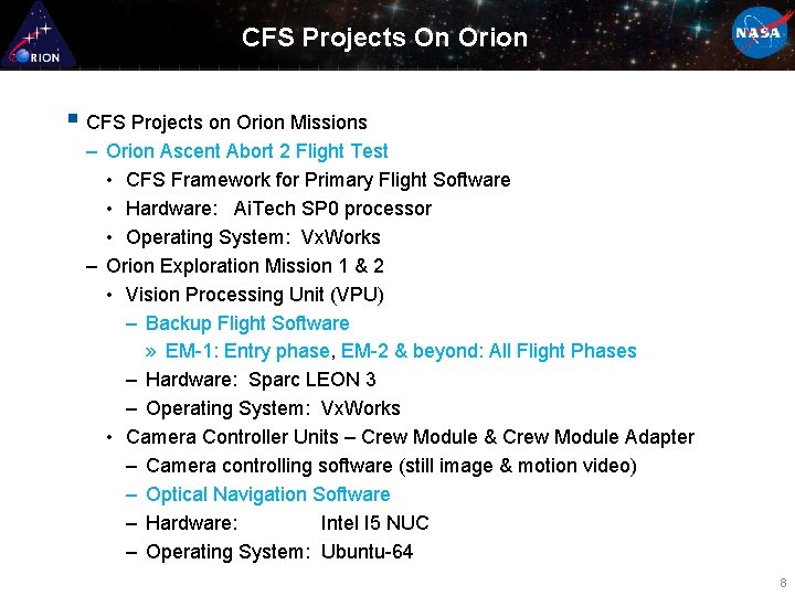 CFS Projects On Orion § CFS Projects on Orion Missions – Orion Ascent Abort