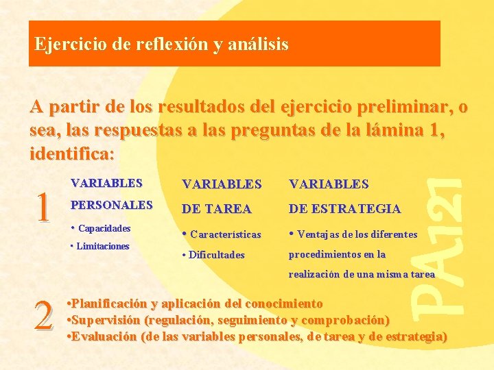 Ejercicio de reflexión y análisis 1 PA 121 A partir de los resultados del