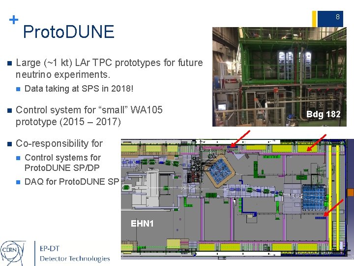 + n 8 Proto. DUNE Large (~1 kt) LAr TPC prototypes for future neutrino