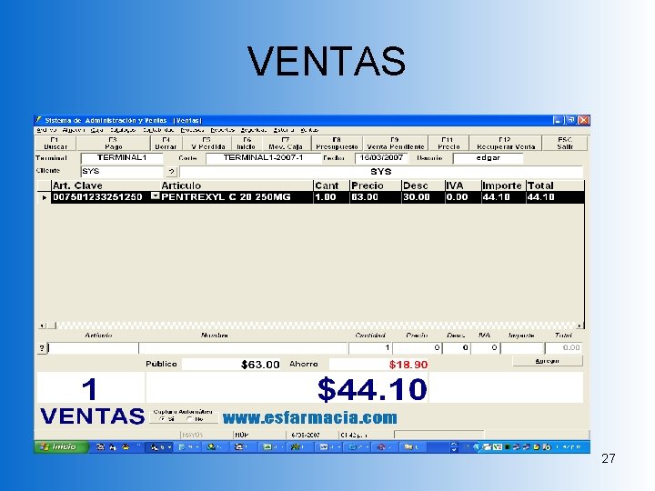 VENTAS 27 VENTAS 27
