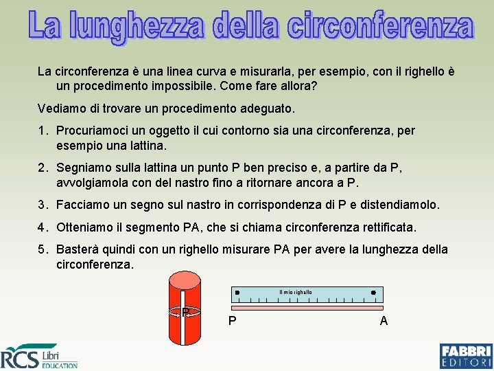 La circonferenza è una linea curva e misurarla, per esempio, con il righello è