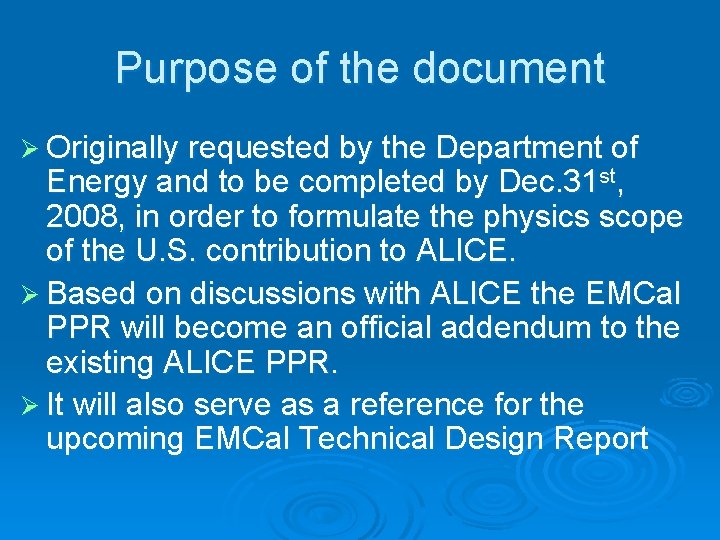 Purpose of the document Ø Originally requested by the Department of Energy and to