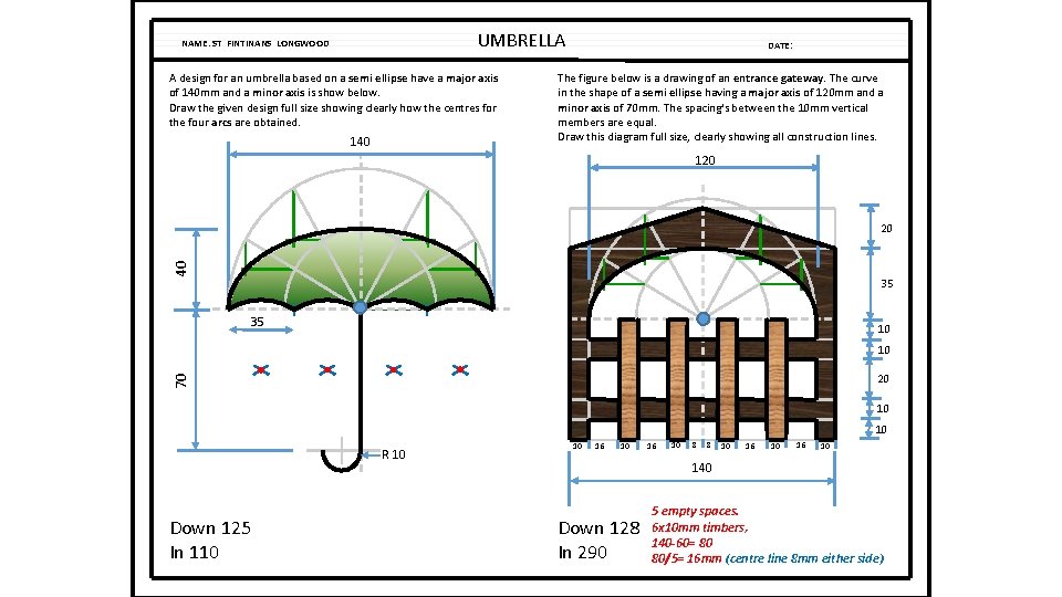 UMBRELLA NAME: ST FINTINANS LONGWOOD A design for an umbrella based on a semi UMBRELLA NAME: ST FINTINANS LONGWOOD A design for an umbrella based on a semi