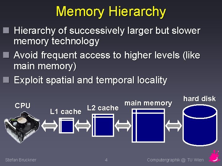 Memory Hierarchy n Hierarchy of successively larger but slower memory technology n Avoid frequent Memory Hierarchy n Hierarchy of successively larger but slower memory technology n Avoid frequent