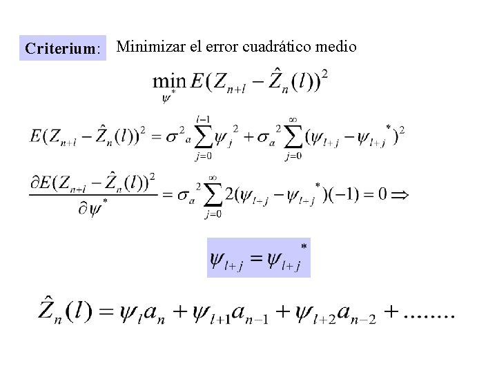 Criterium: Minimizar el error cuadrático medio 