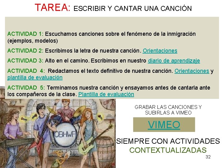 TAREA: ESCRIBIR Y CANTAR UNA CANCIÓN ACTIVIDAD 1: Escuchamos canciones sobre el fenómeno de