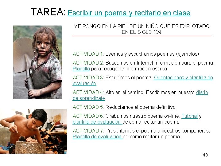 TAREA: Escribir un poema y recitarlo en clase ME PONGO EN LA PIEL DE