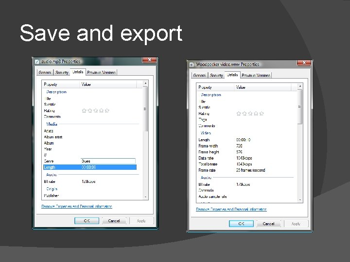 Save and export 