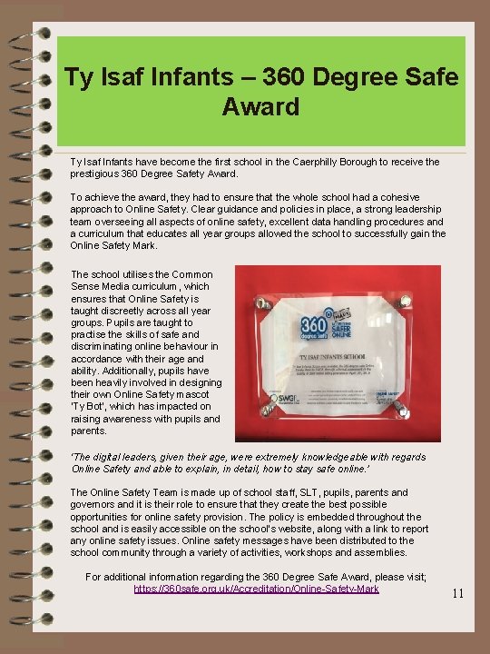 Ty Isaf Infants – 360 Degree Safe Award Ty Isaf Infants have become the