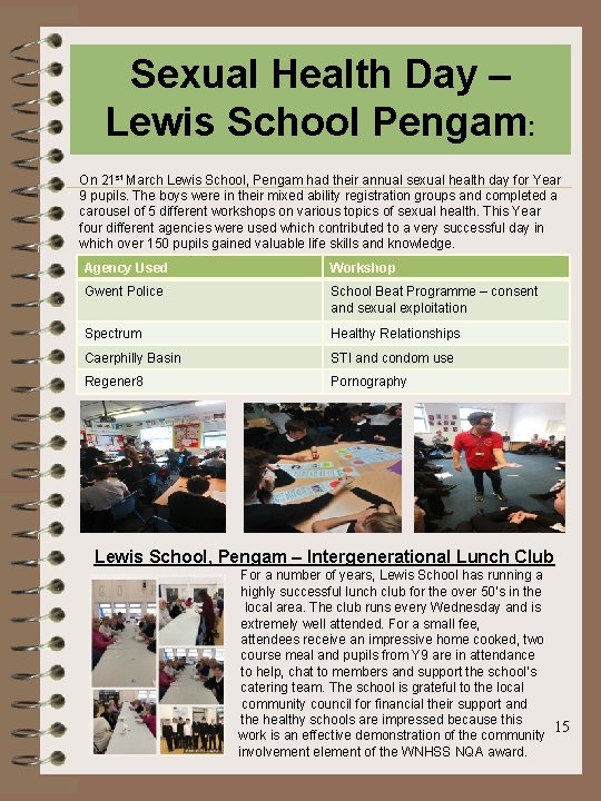 Sexual Health Day – Lewis School Pengam: On 21 st March Lewis School, Pengam