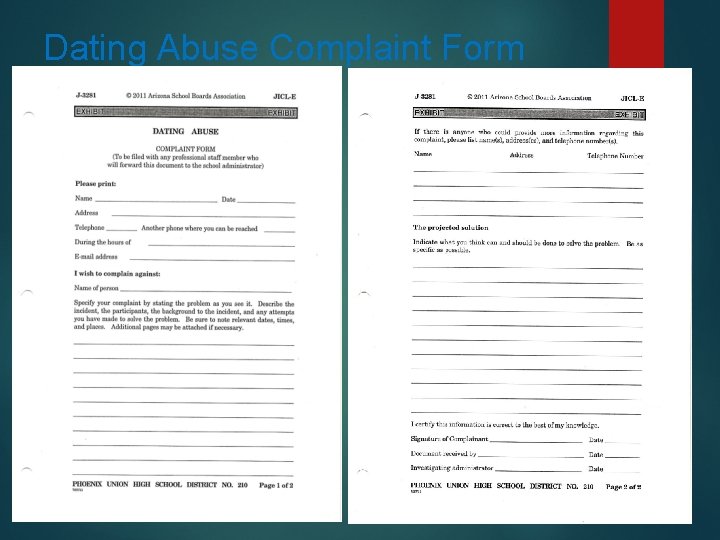 Dating Abuse Complaint Form Dating Abuse Complaint Form