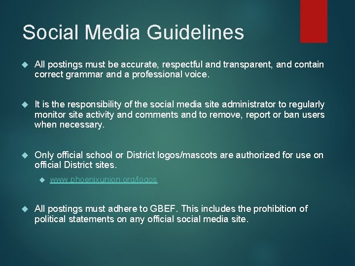 Social Media Guidelines All postings must be accurate, respectful and transparent, and contain correct Social Media Guidelines All postings must be accurate, respectful and transparent, and contain correct