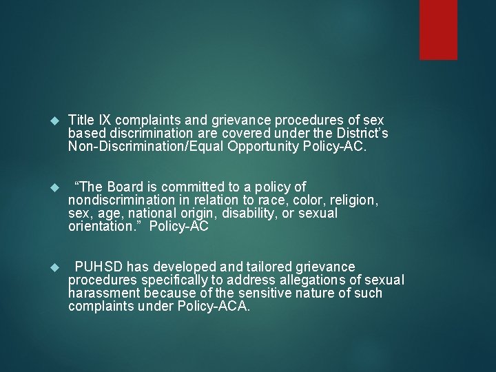 Title IX complaints and grievance procedures of sex based discrimination are covered under Title IX complaints and grievance procedures of sex based discrimination are covered under