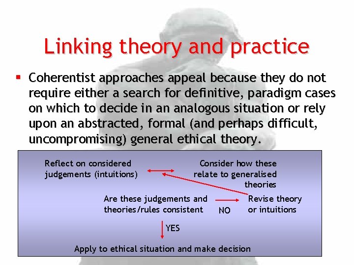 Linking theory and practice § Coherentist approaches appeal because they do not require either