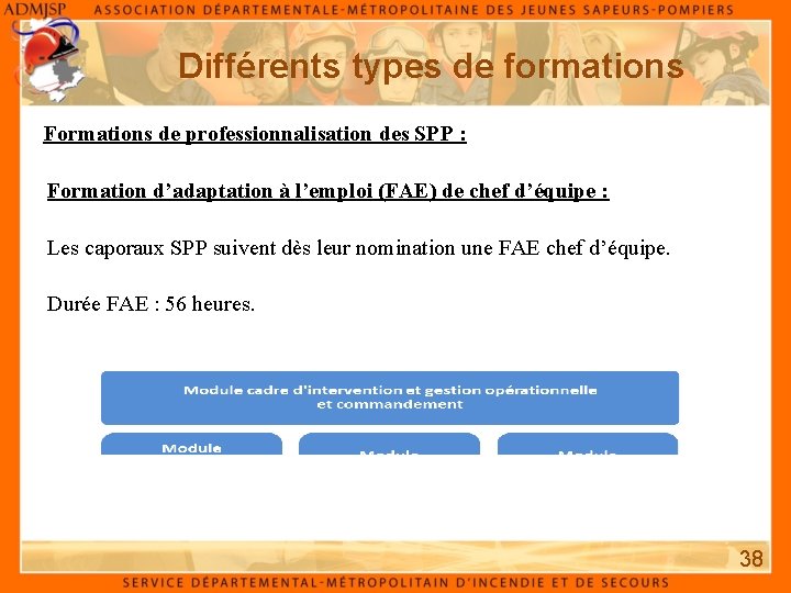 Différents types de formations Formations de professionnalisation des SPP : Formation d’adaptation à l’emploi