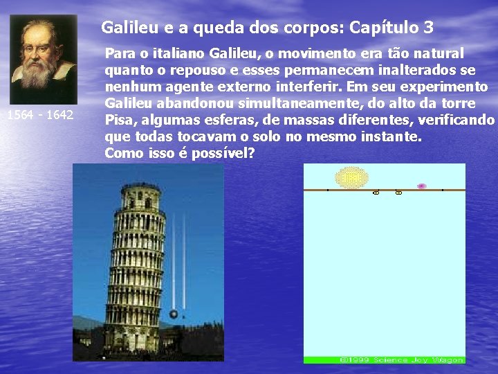 Galileu e a queda dos corpos: Capítulo 3 1564 - 1642 Para o italiano