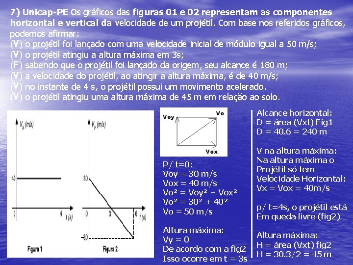 7) Unicap-PE Os gráficos das figuras 01 e 02 representam as componentes horizontal e