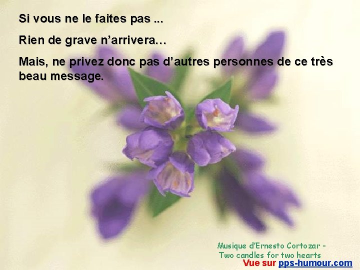 Si vous ne le faites pas. . . Rien de grave n’arrivera… Mais, ne