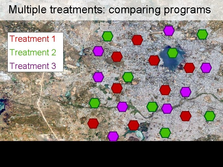  Multiple treatments: comparing programs Treatment 1 Treatment 2 Treatment 3 