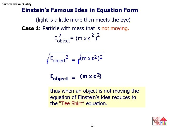 particle wave duality Einstein’s Famous Idea in Equation Form (light is a little more