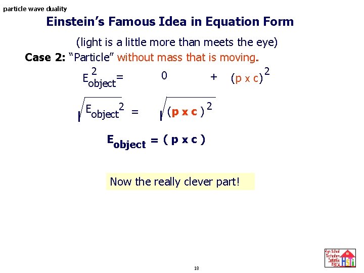 particle wave duality Einstein’s Famous Idea in Equation Form (light is a little more