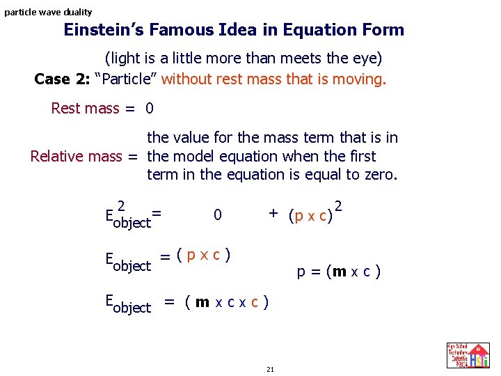 particle wave duality Einstein’s Famous Idea in Equation Form (light is a little more