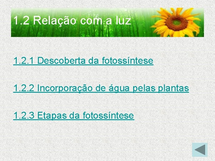 1. 2 Relação com a luz 1. 2. 1 Descoberta da fotossíntese 1. 2.