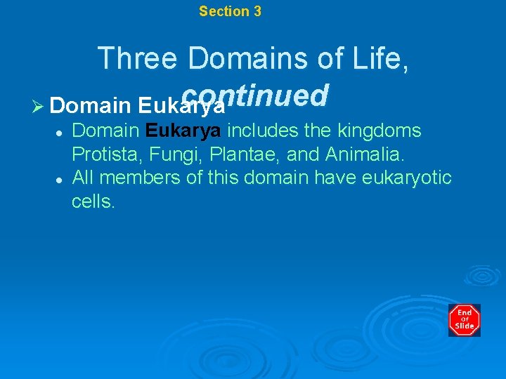 Chapter 17 Section 3 Modern Classification Three Domains of Life, continued Ø Domain Eukarya