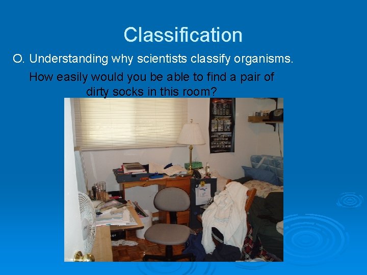 Classification O. Understanding why scientists classify organisms. How easily would you be able to