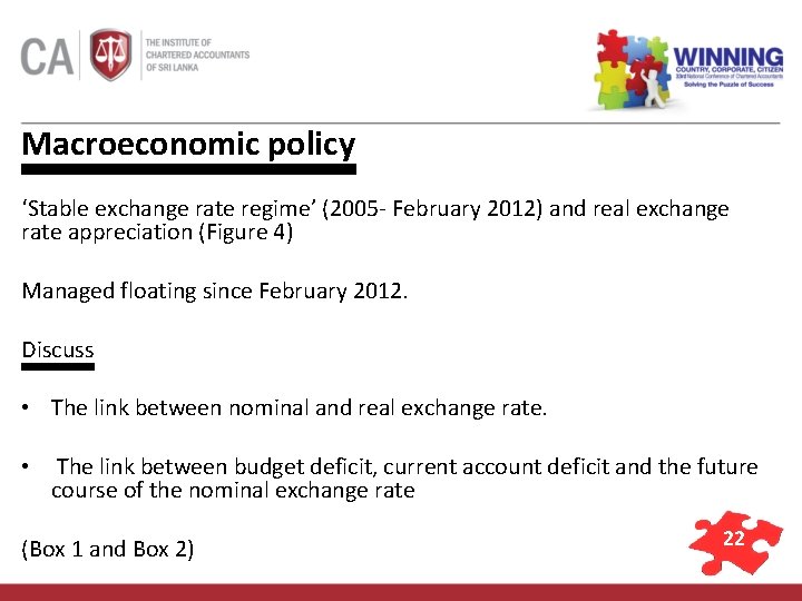 Macroeconomic policy ‘Stable exchange rate regime’ (2005 - February 2012) and real exchange rate
