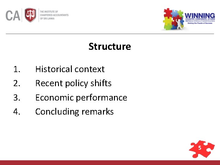 Structure 1. 2. 3. 4. Historical context Recent policy shifts Economic performance Concluding remarks