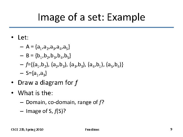 Valid Functions Sets Functions Section 2 3 of Rosen Spring 2010