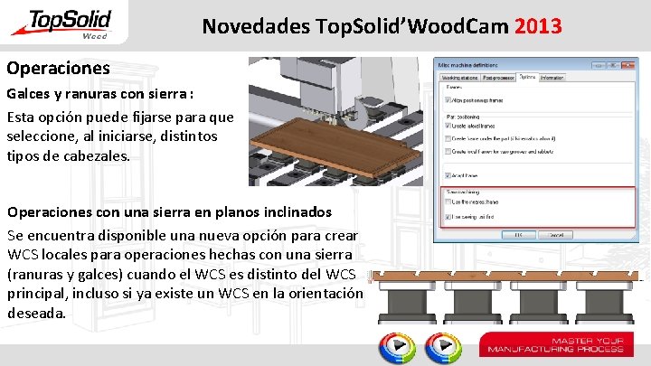 Novedades Top. Solid’Wood. Cam 2013 Operaciones Galces y ranuras con sierra : Esta opción