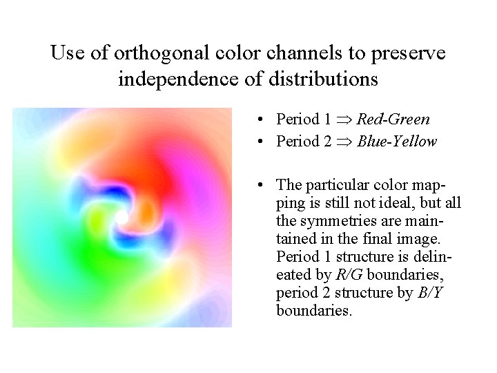 Use of orthogonal color channels to preserve independence of distributions • Period 1 Red-Green
